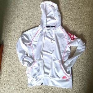 Full zipup Adidas white jacket